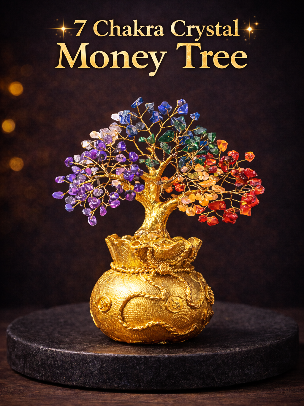 chinese carnelian crystal money tree 7 Chakra Crystal Money Tree – Tej Ganga