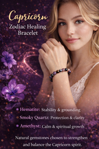 Capricorn Zodiac Crystal Bracelet – Natural Healing Stones for Balance & Protection