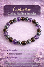 Capricorn Zodiac Crystal Bracelet – Natural Healing Stones for Balance & Protection