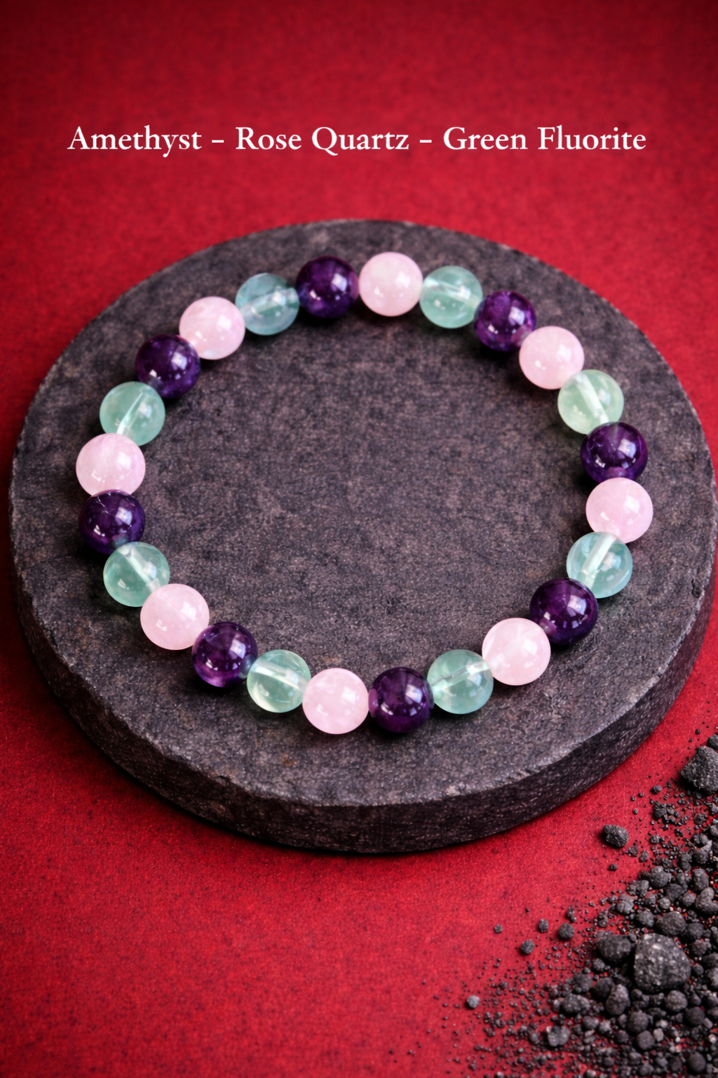 Pisces Spiritual Energy Bracelet – Natural Amethyst, Rose Quartz & Green Fluorite