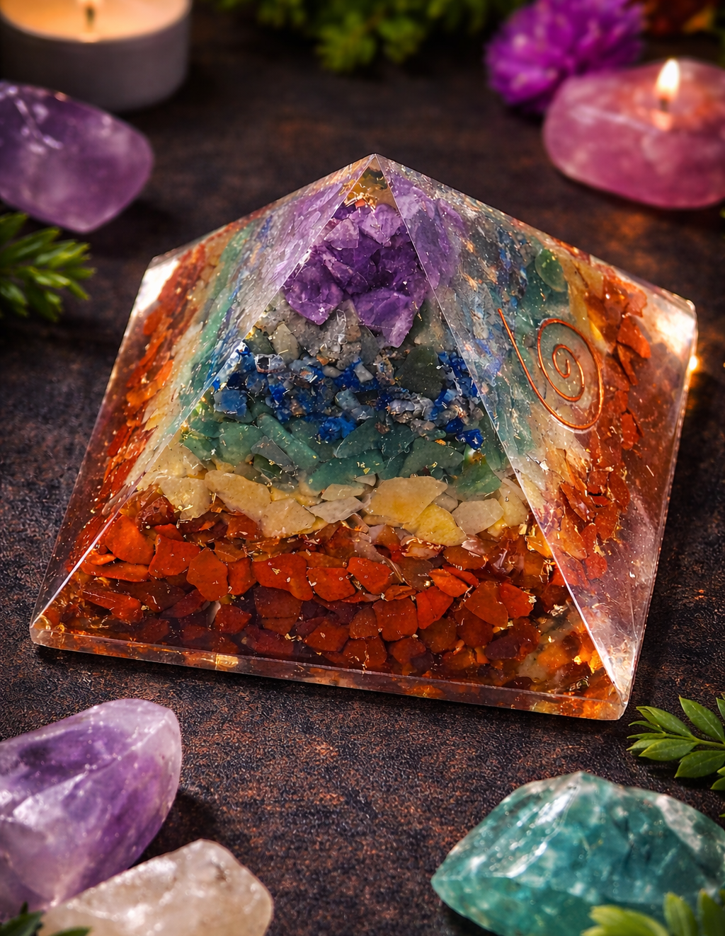 7 Chakra Healing Orgonite Pyramid – Balance Energy & Align Your Chakras