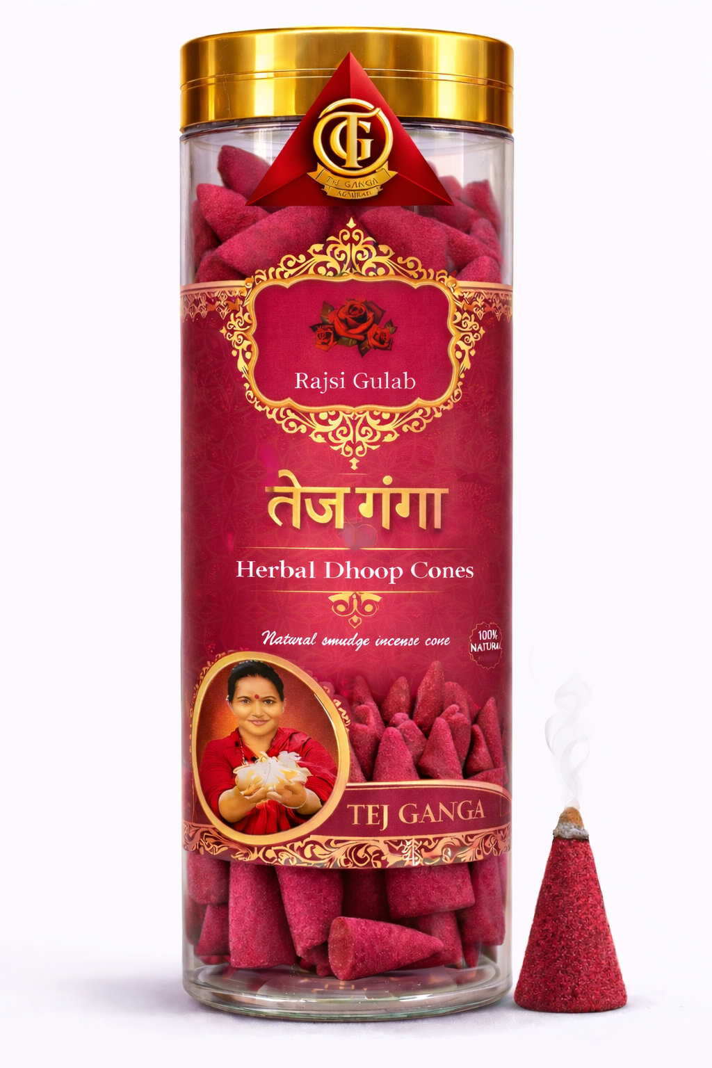 Rajsi Gulab Herbal Dhoop Cones – Soothing Rose Fragrance for Positive Energy