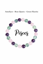 Pisces Spiritual Energy Bracelet – Natural Amethyst, Rose Quartz & Green Fluorite