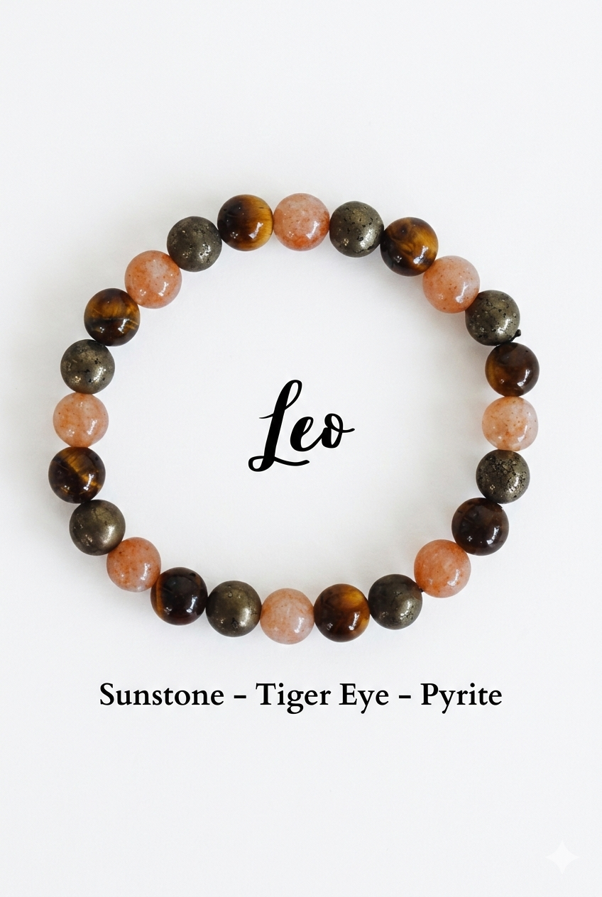 Leo Strength & Success Bracelet - Sunstone - Tiger Eye - Pyrite