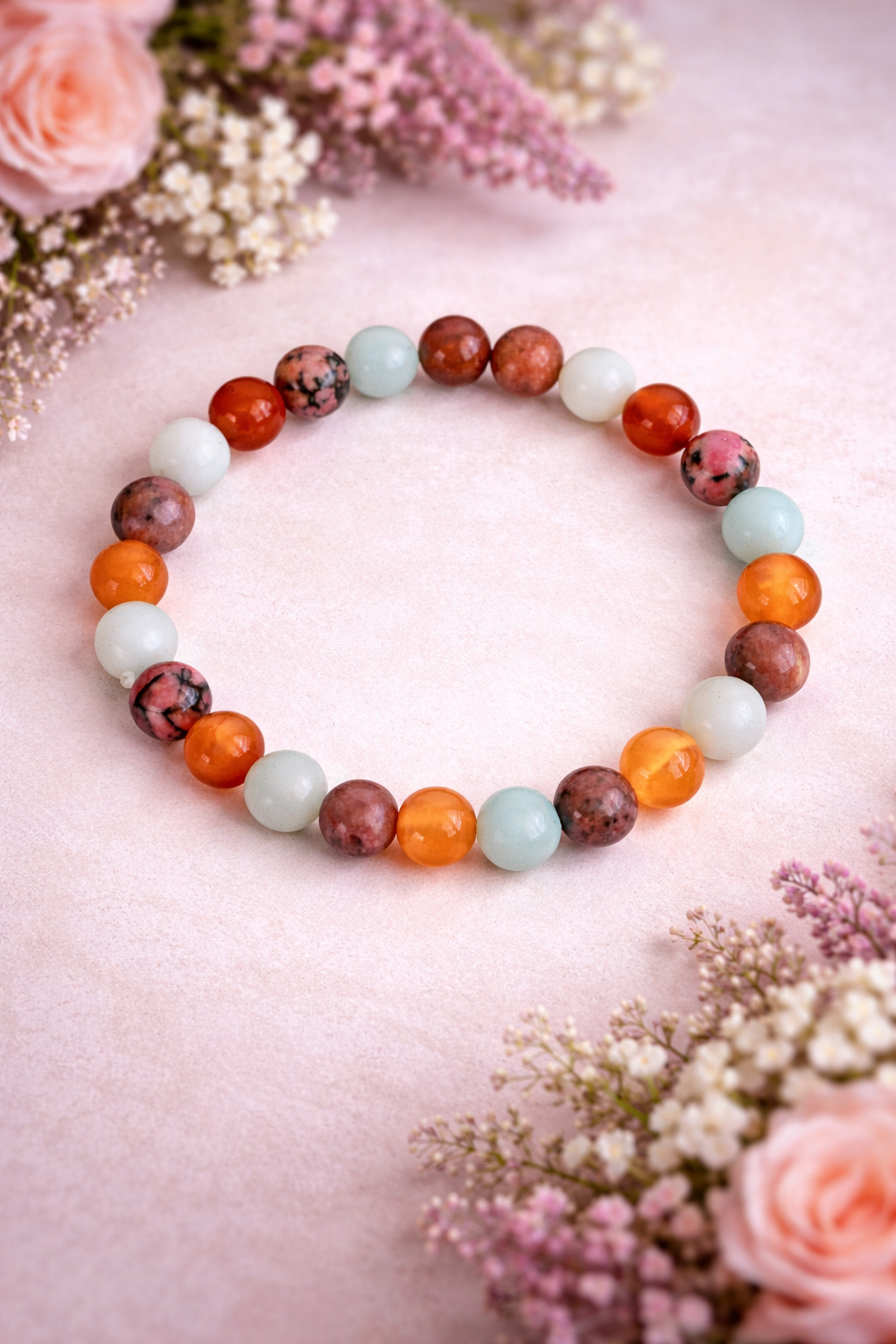 Cancer Amazonite Carnelian Rhodonite Bracelet