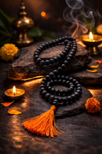 Natural Black Hakik Mala – 108 Beads