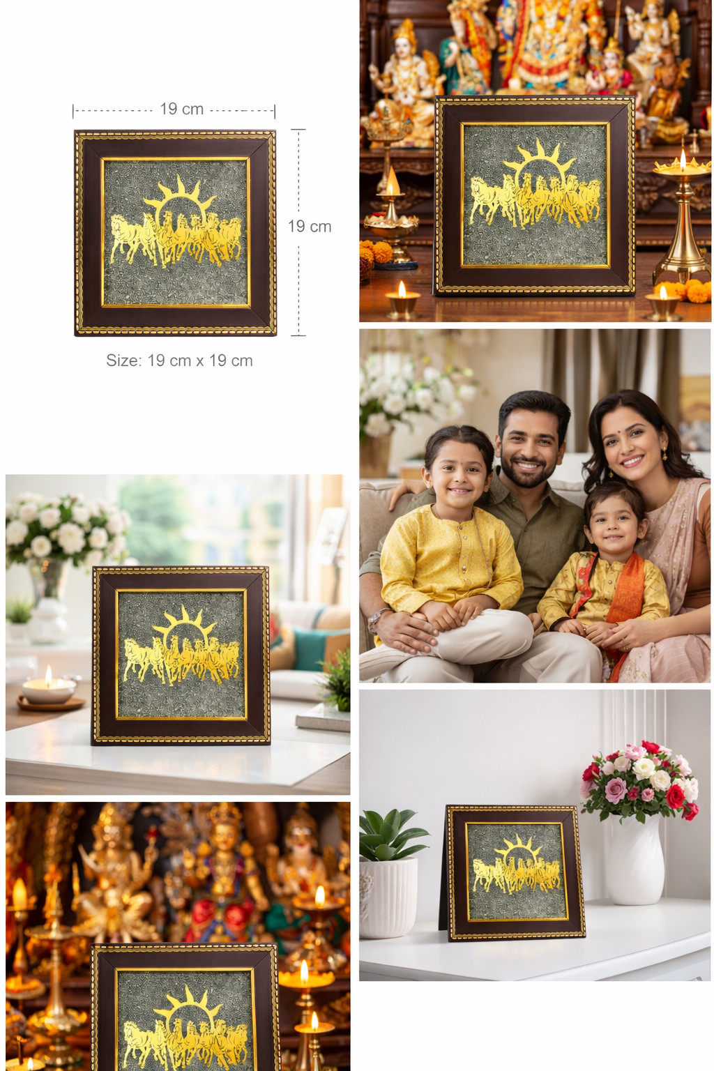 Seven Horse Pyrite Frame –  Wealth, Success & Prosperity