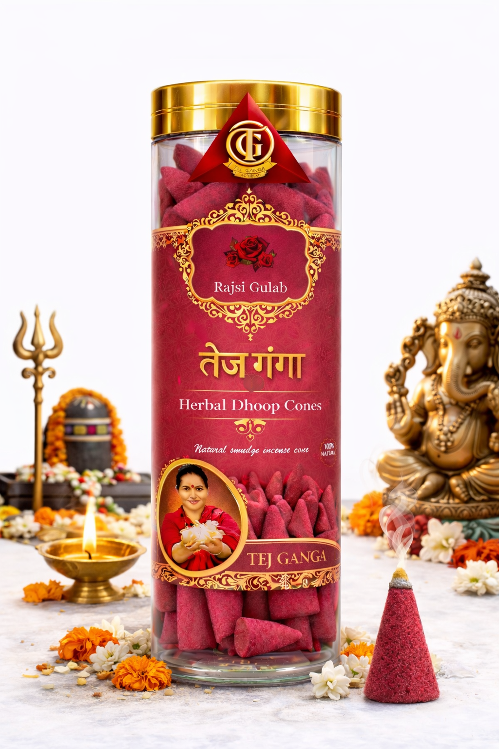 Rajsi Gulab Herbal Dhoop Cones – Soothing Rose Fragrance for Positive Energy
