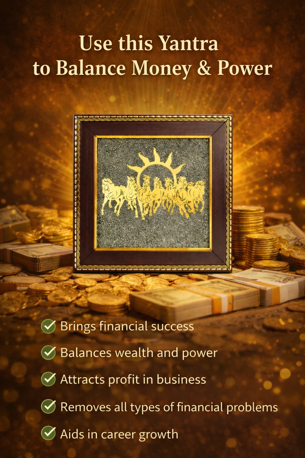 Seven Horse Pyrite Frame –  Wealth, Success & Prosperity
