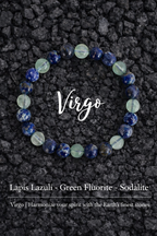 Virgo Zodiac Crystal Bracelet – Lapis Lazuli, Fluorite & Sodalite