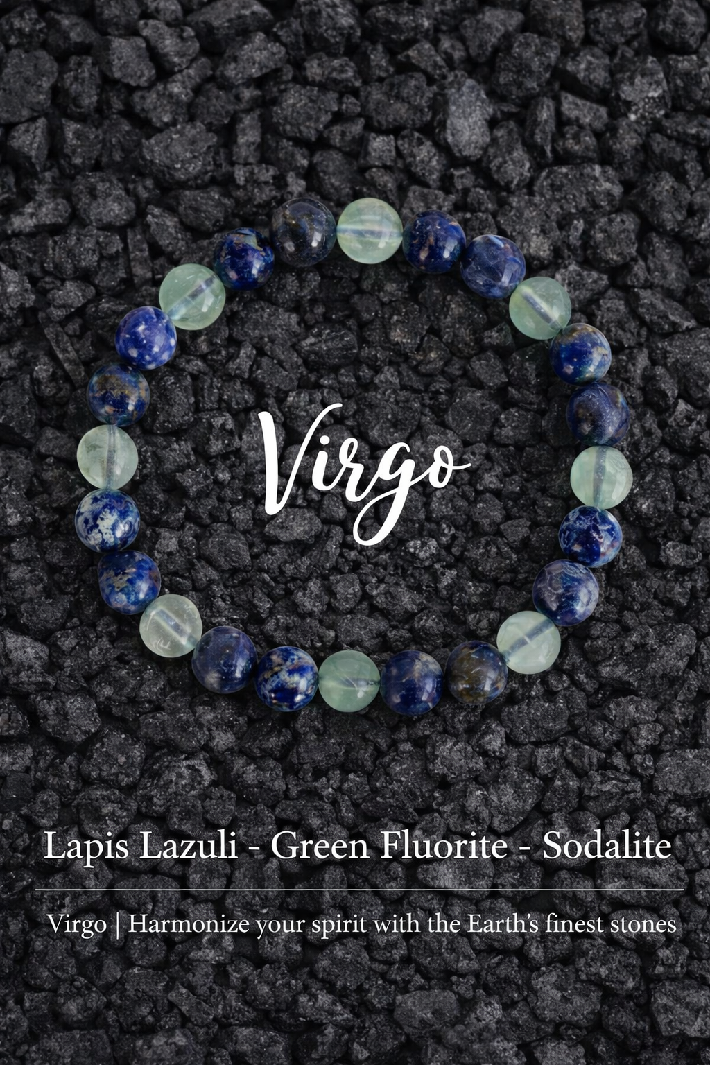 Virgo Zodiac Crystal Bracelet – Lapis Lazuli, Fluorite & Sodalite