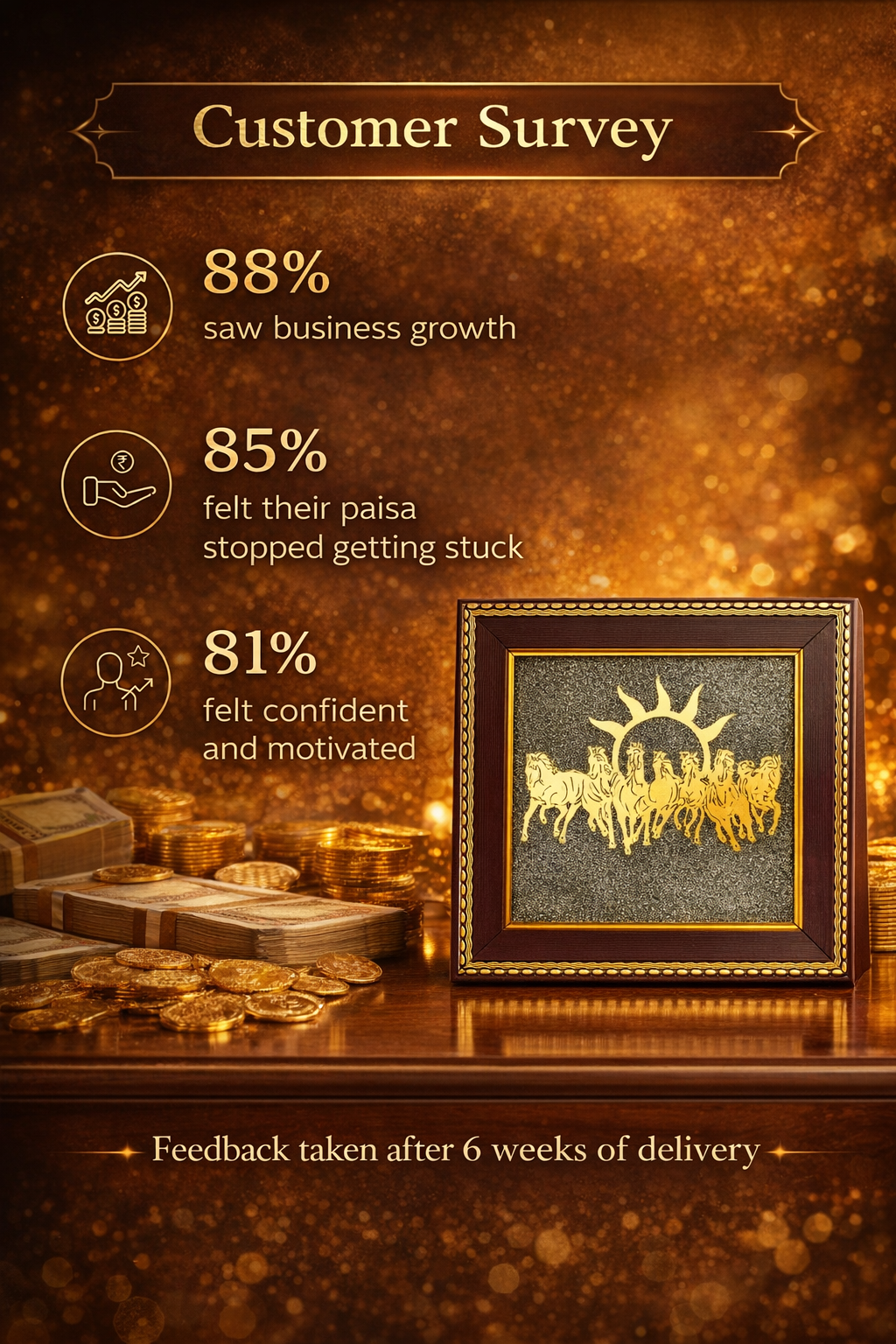 Seven Horse Pyrite Frame –  Wealth, Success & Prosperity