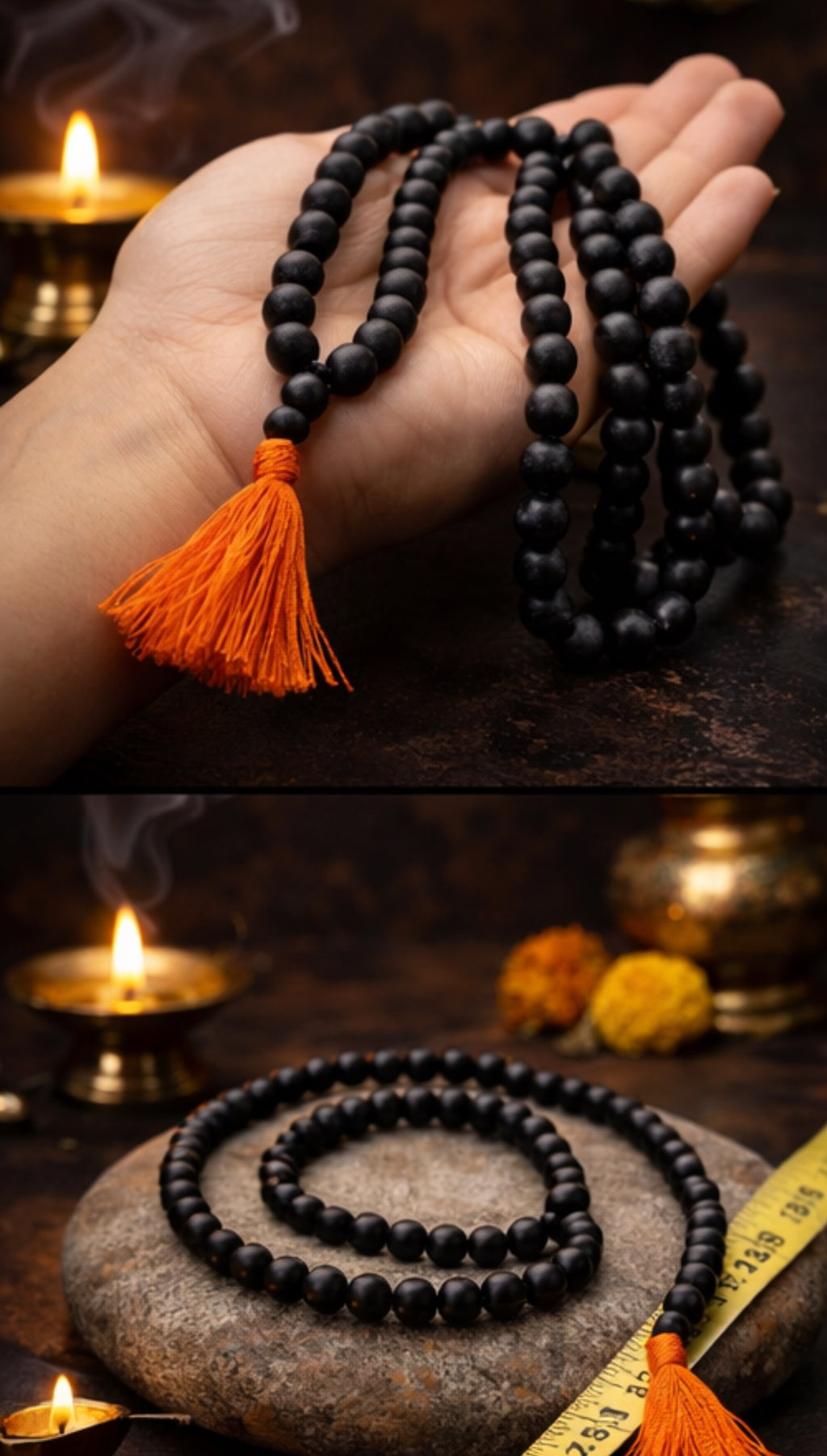 Natural Black Hakik Mala – 108 Beads