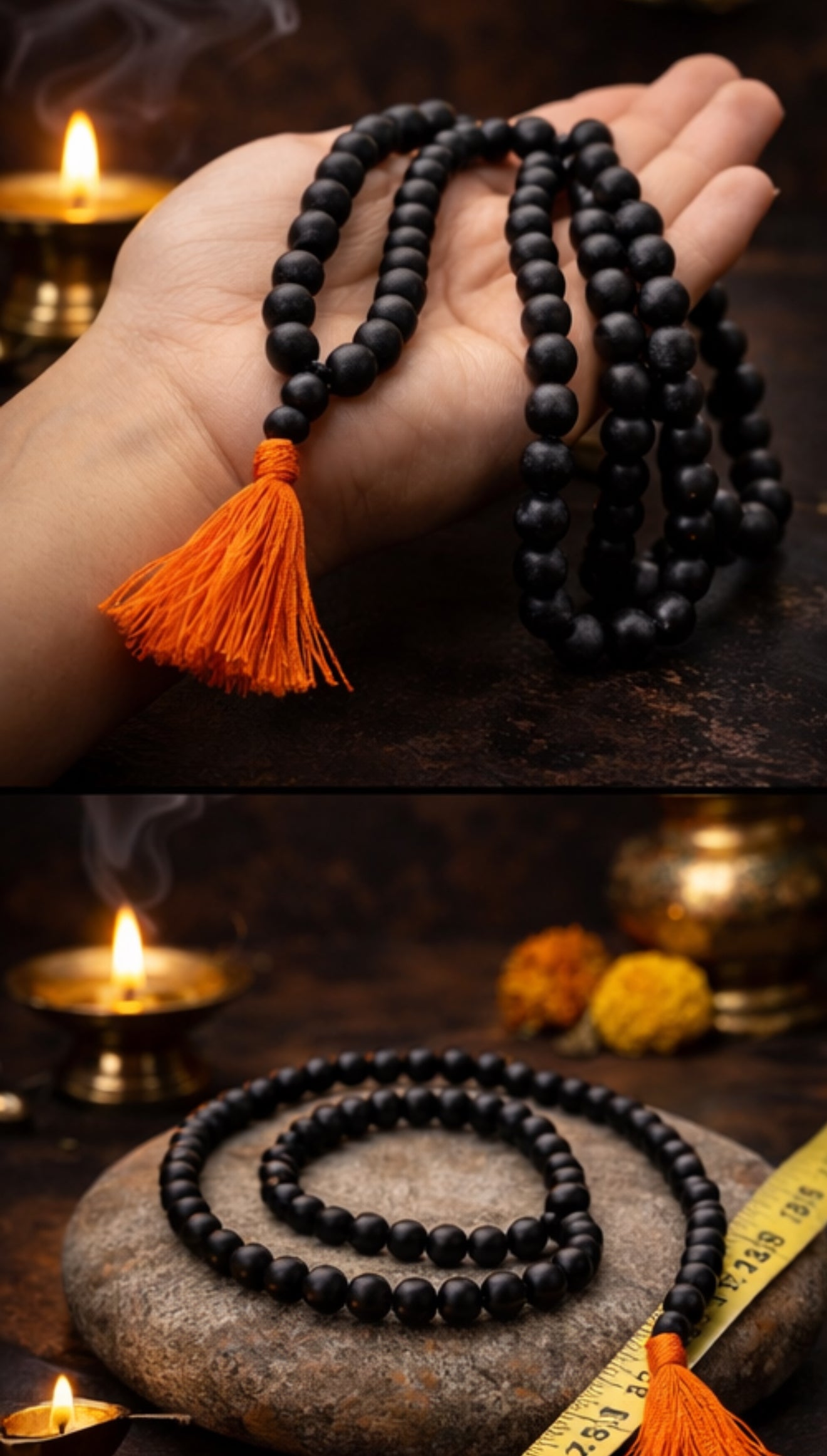Natural Black Hakik Mala – 108 Beads