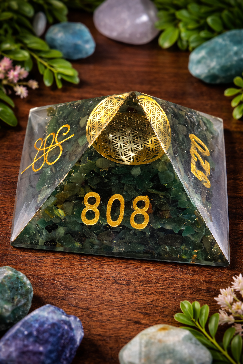 Orgonite Healing Pyramid with Flower of Life