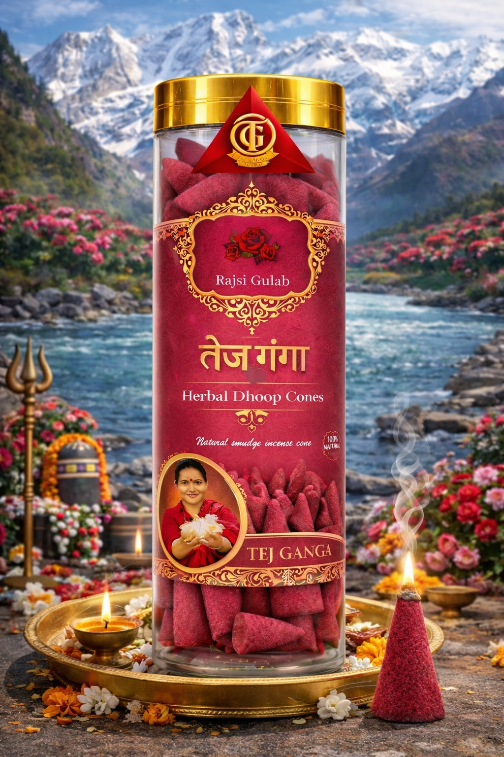 Rajsi Gulab Herbal Dhoop Cones – Soothing Rose Fragrance for Positive Energy