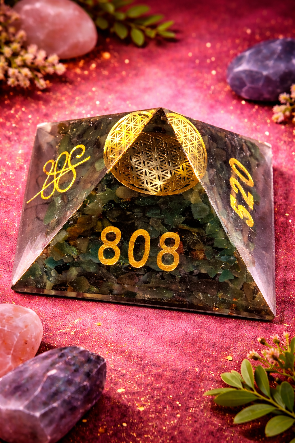 Orgonite Healing Pyramid with Flower of Life