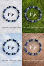 Virgo Zodiac Crystal Bracelet – Lapis Lazuli, Fluorite & Sodalite