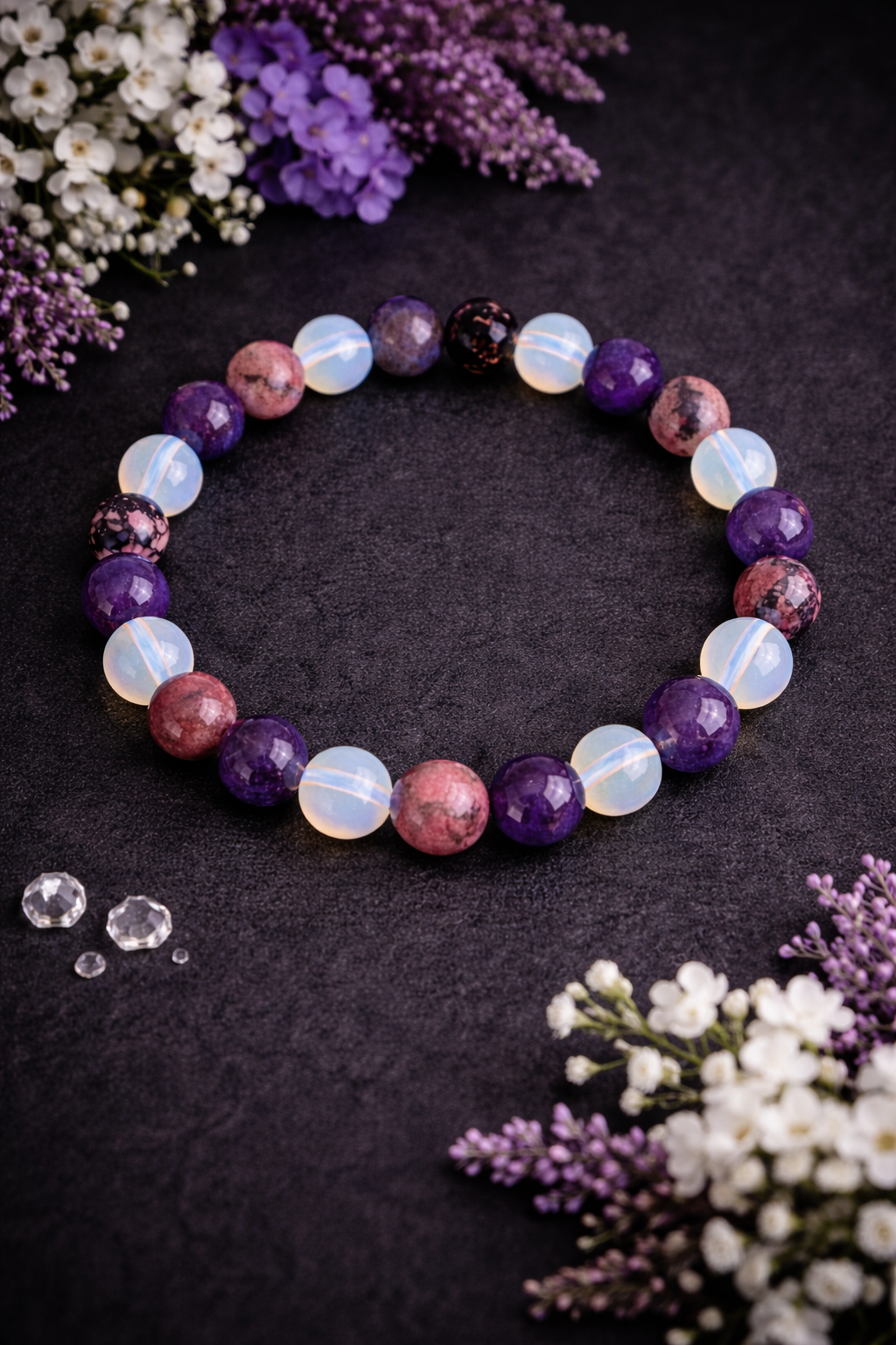 Libra Opal Rhodonite Amethyst Bracelet