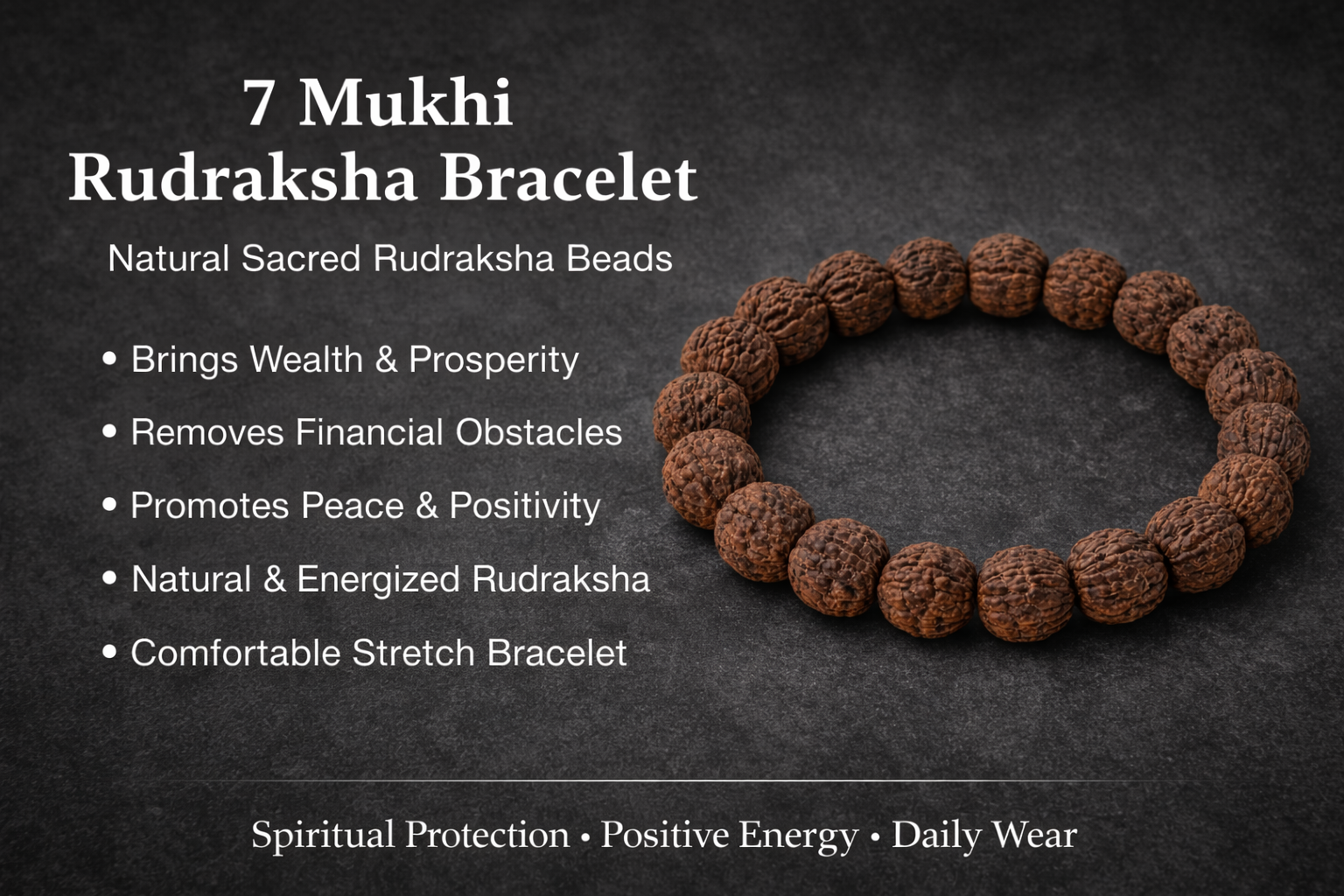 Natural 7 Mukhi Rudraksha Bracelet – Spiritual Energy & Financial Growth