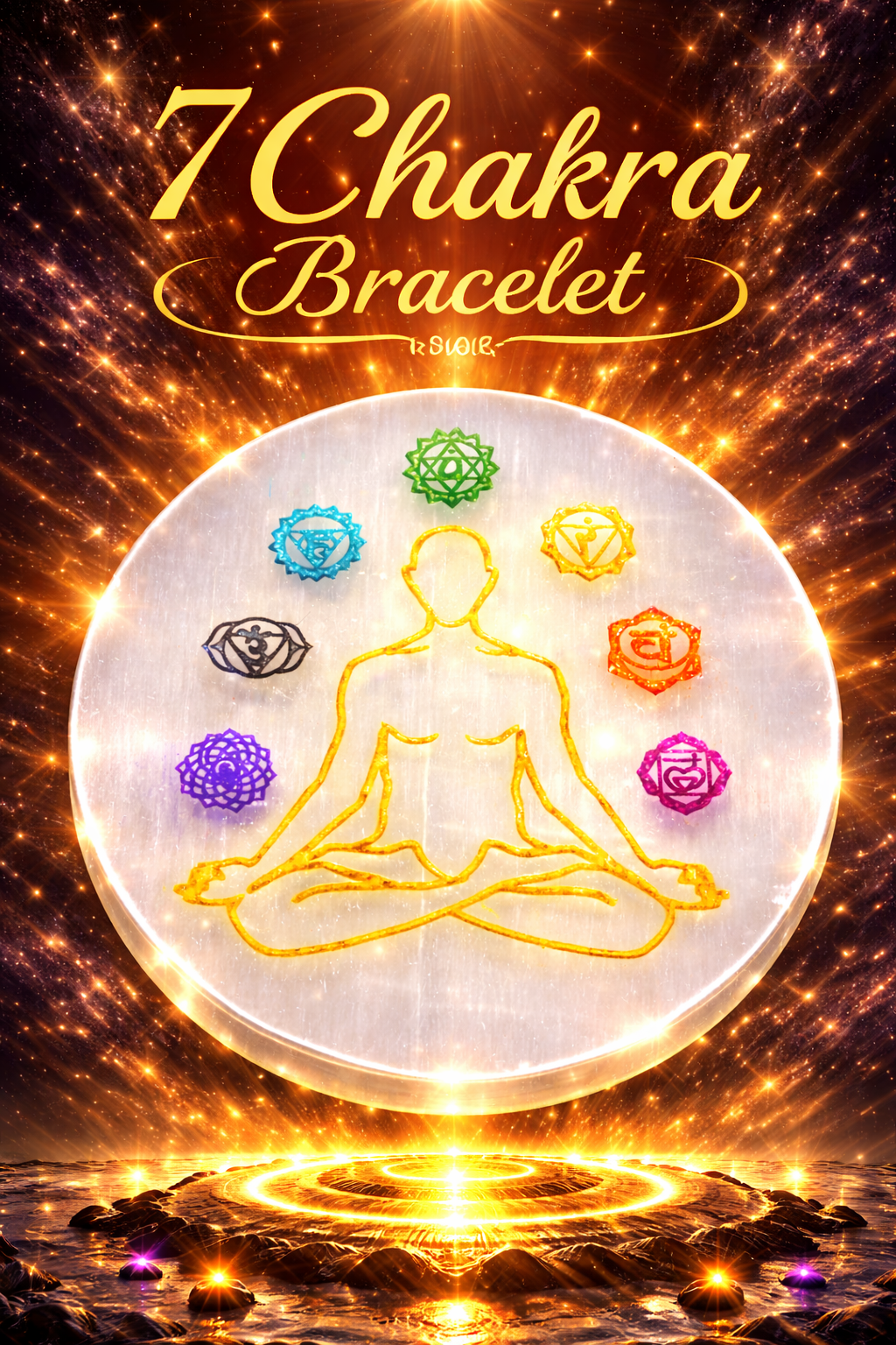 Seven Chakra Selenite plate