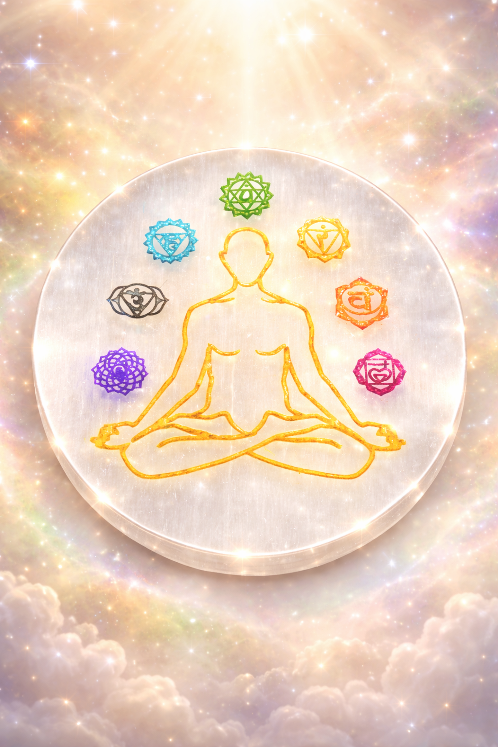 Seven Chakra Selenite plate