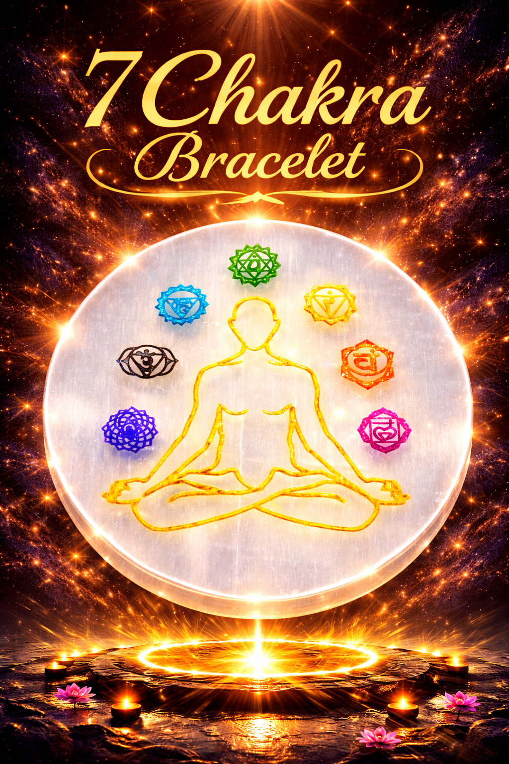 Seven Chakra Selenite plate