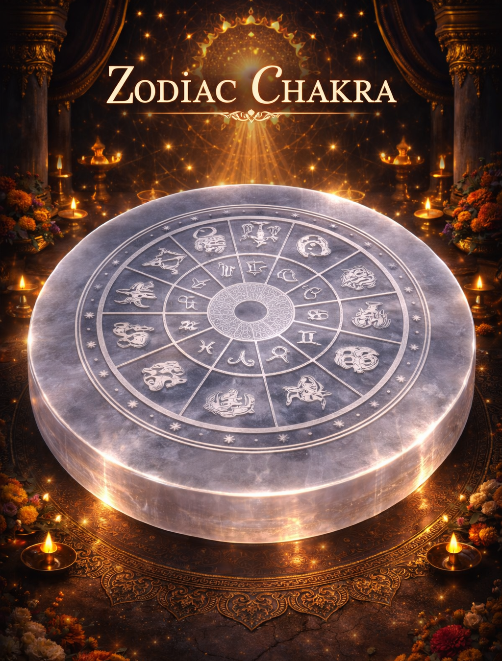 Zodiac Chakra Selenite plate