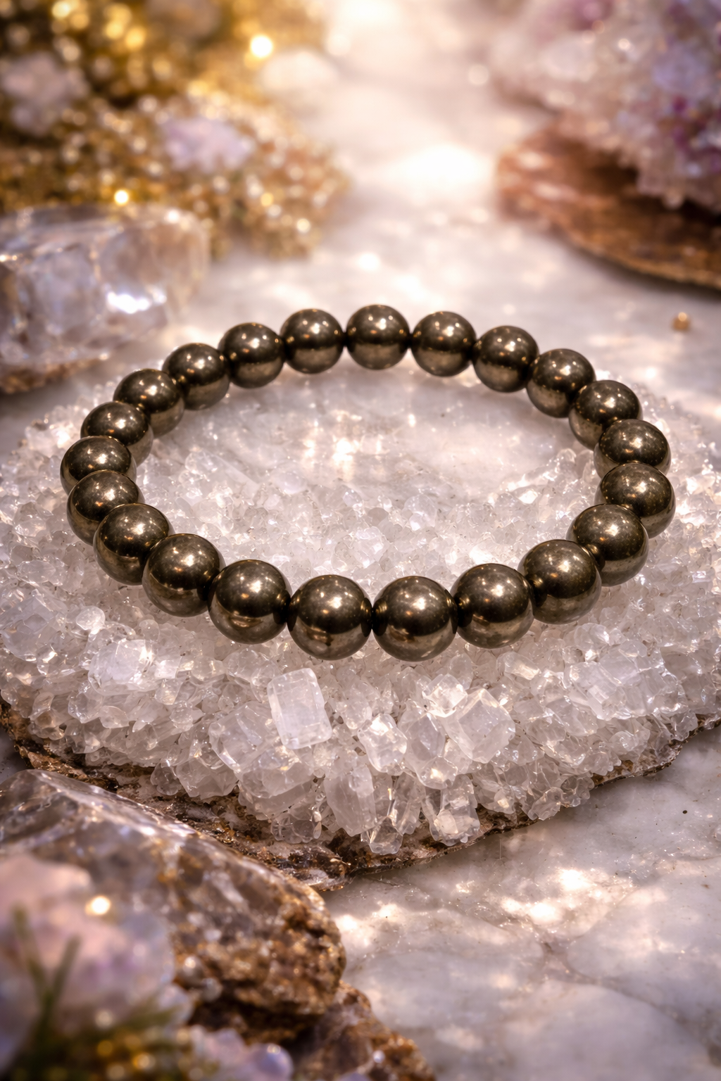 Natural Raw Pyrite Bead Bracelet