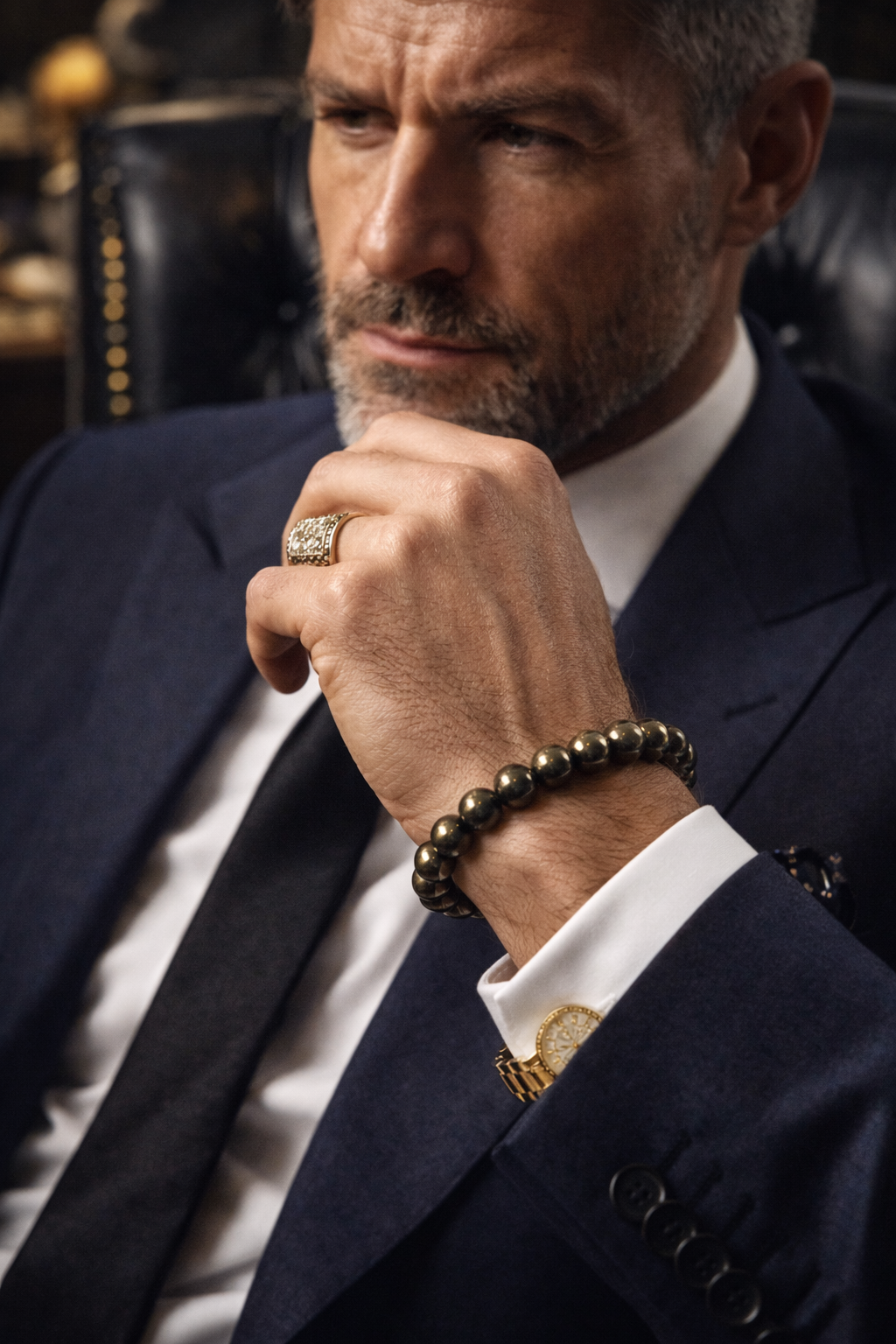 Natural Raw Pyrite Bead Bracelet